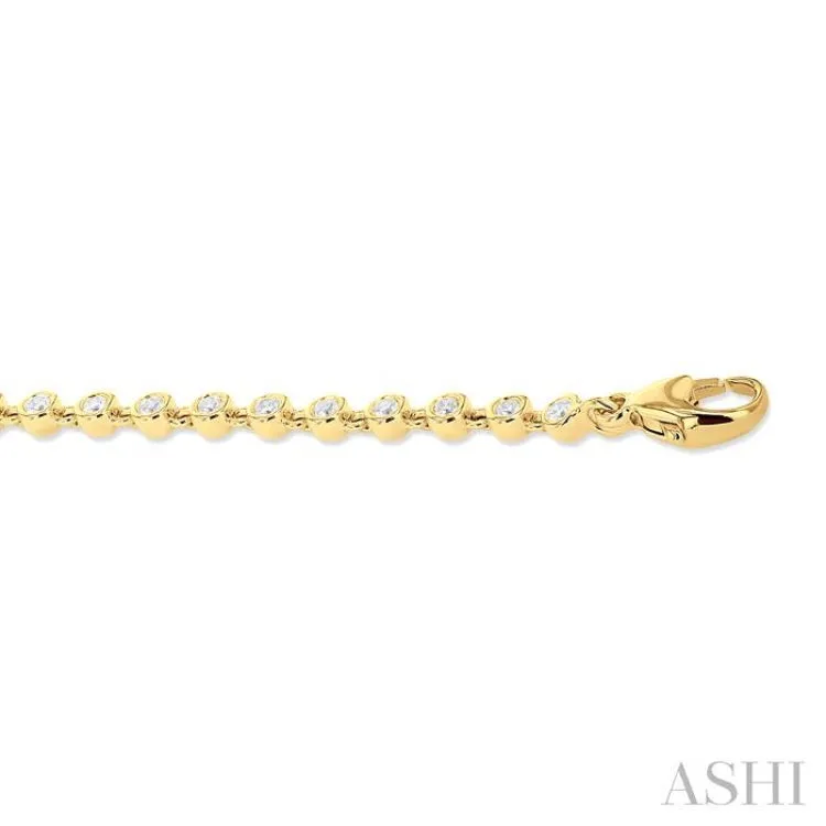 1 ctw Bezel Set Round Cut Diamond Tennis Bracelet in 14K Yellow Gold