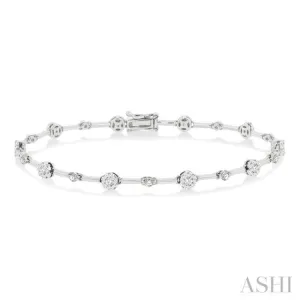 1 ctw Lovebright Round Cut Diamond Bar Bracelet in 14K White Gold