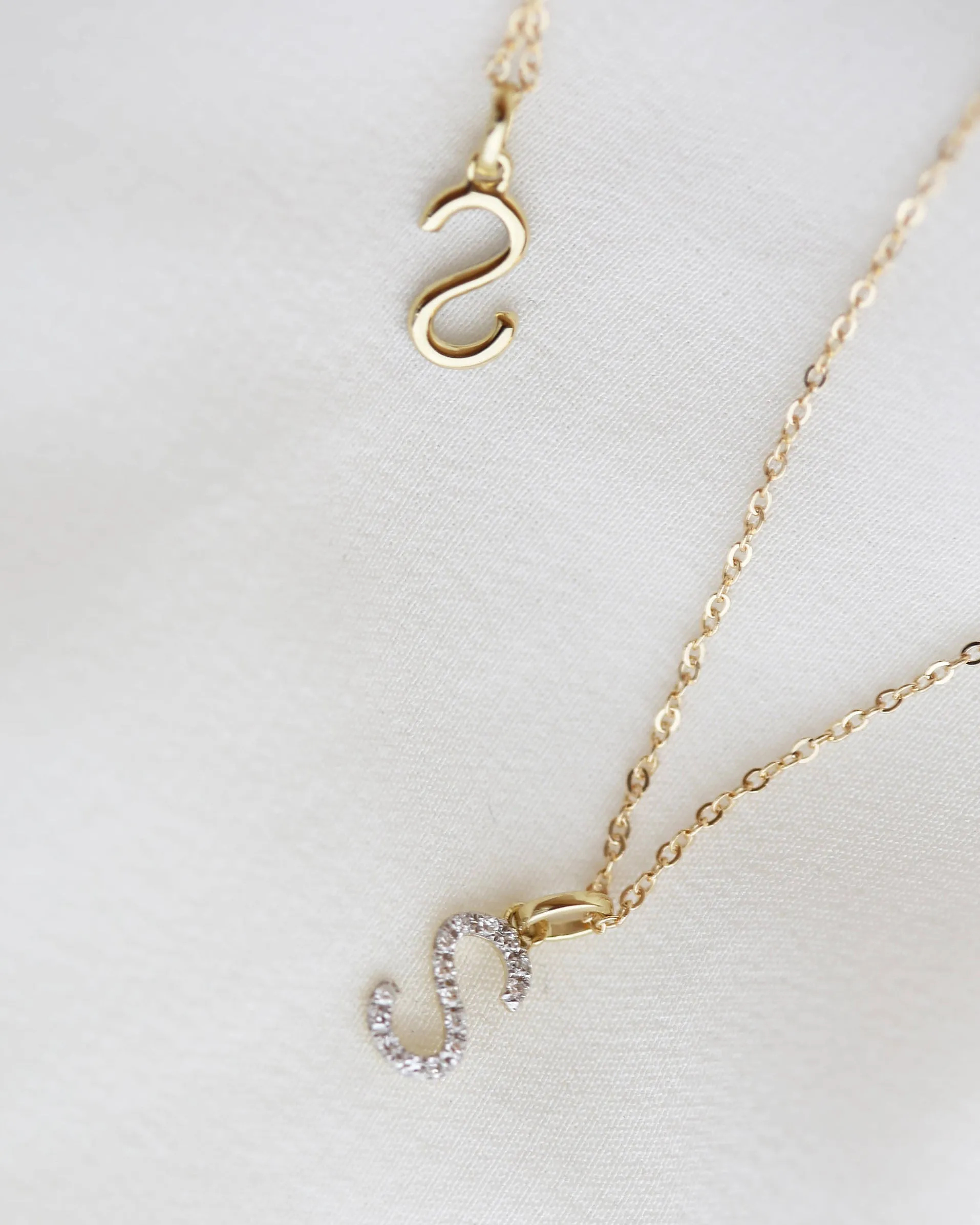 14K Diamond Initial Necklace