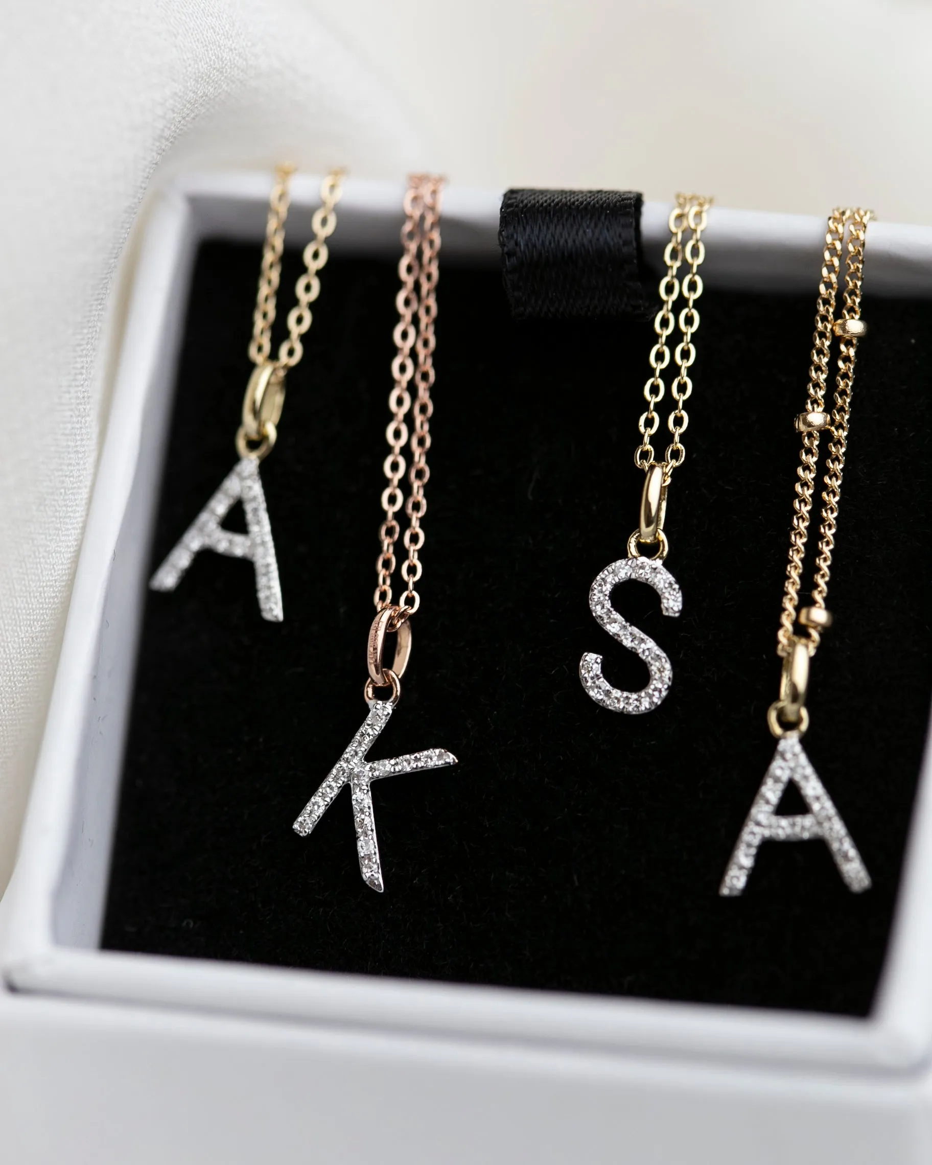 14K Diamond Initial Necklace