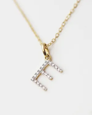 14K Diamond Initial Necklace