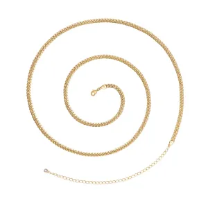 14K Gold Adjustable Sexy Waist Body Chains- 3mm Cuban