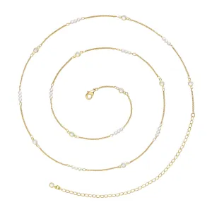 14K Gold Adjustable Sexy Waist Body Chains- Pearl & Cuban