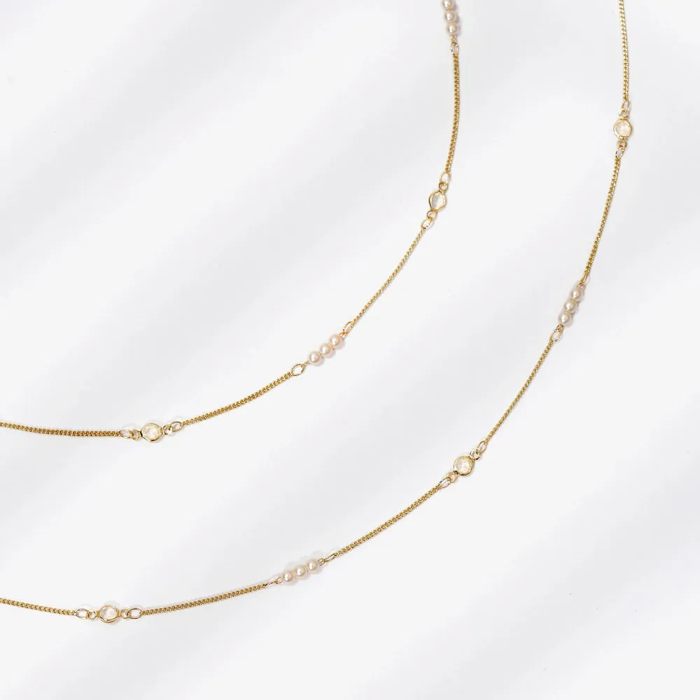 14K Gold Adjustable Sexy Waist Body Chains- Pearl & Cuban