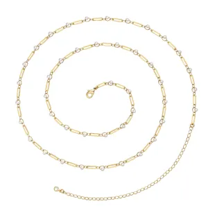 14K Gold Adjustable Sexy Waist Body Chains- Pearl & Pins