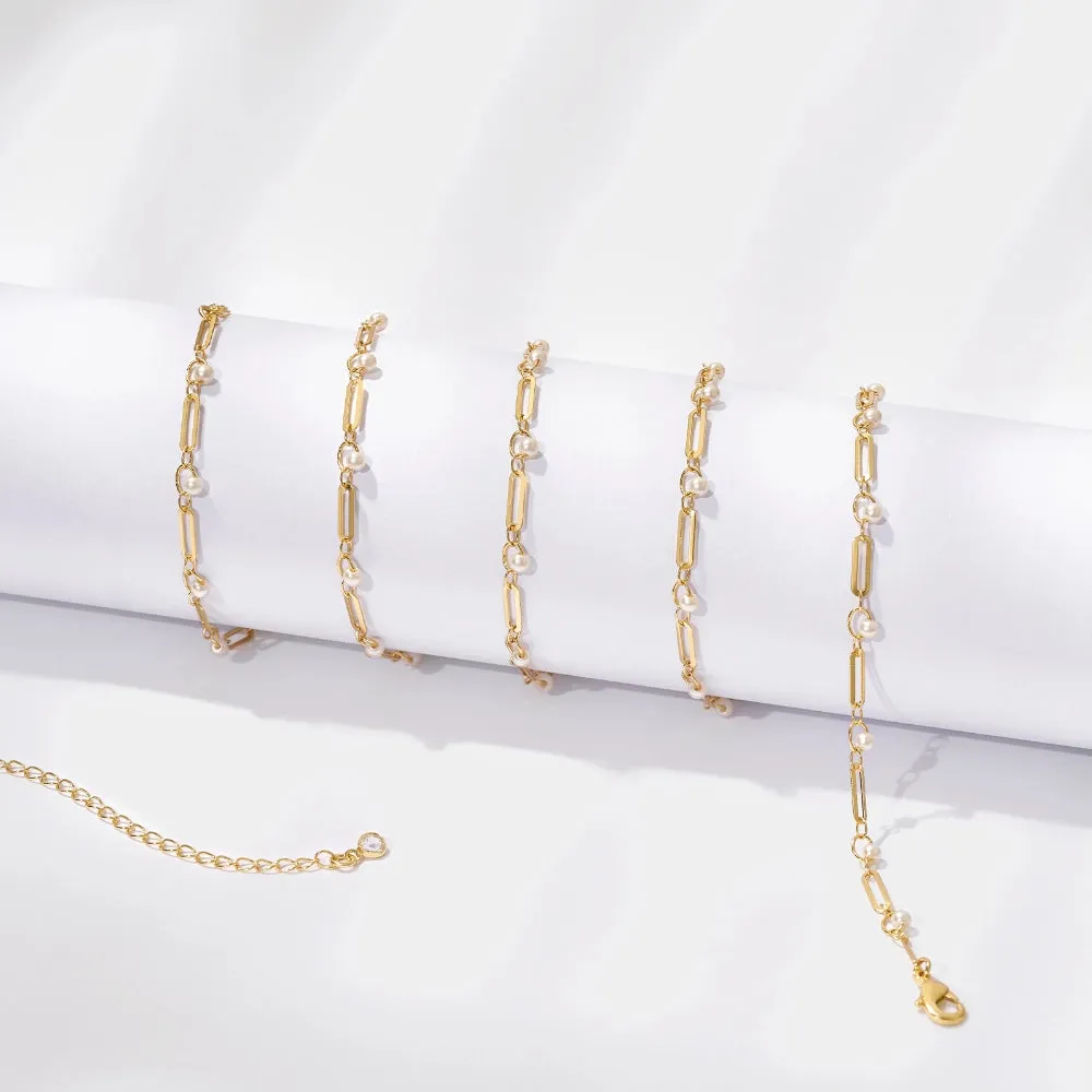 14K Gold Adjustable Sexy Waist Body Chains- Pearl & Pins