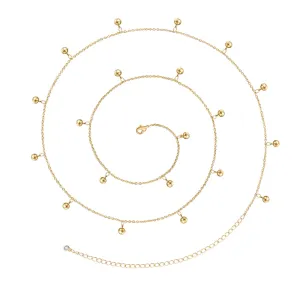 14K Gold Adjustable Sexy Waist Body Chains- Round Ball