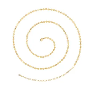 14K Gold Adjustable Sexy Waist Body Chains-Wafer Chain