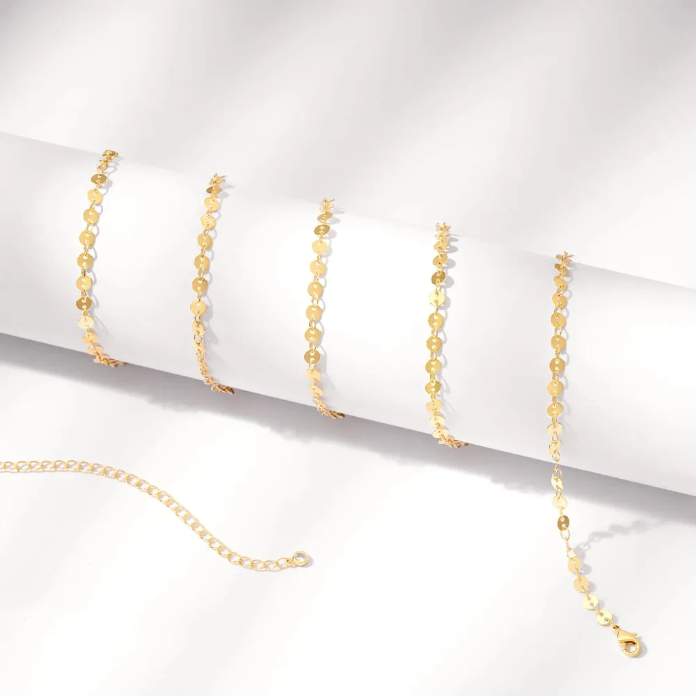 14K Gold Adjustable Sexy Waist Body Chains-Wafer Chain