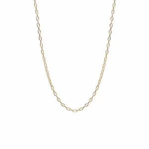 14K Gold Small Square Oval-Link Chain Necklace