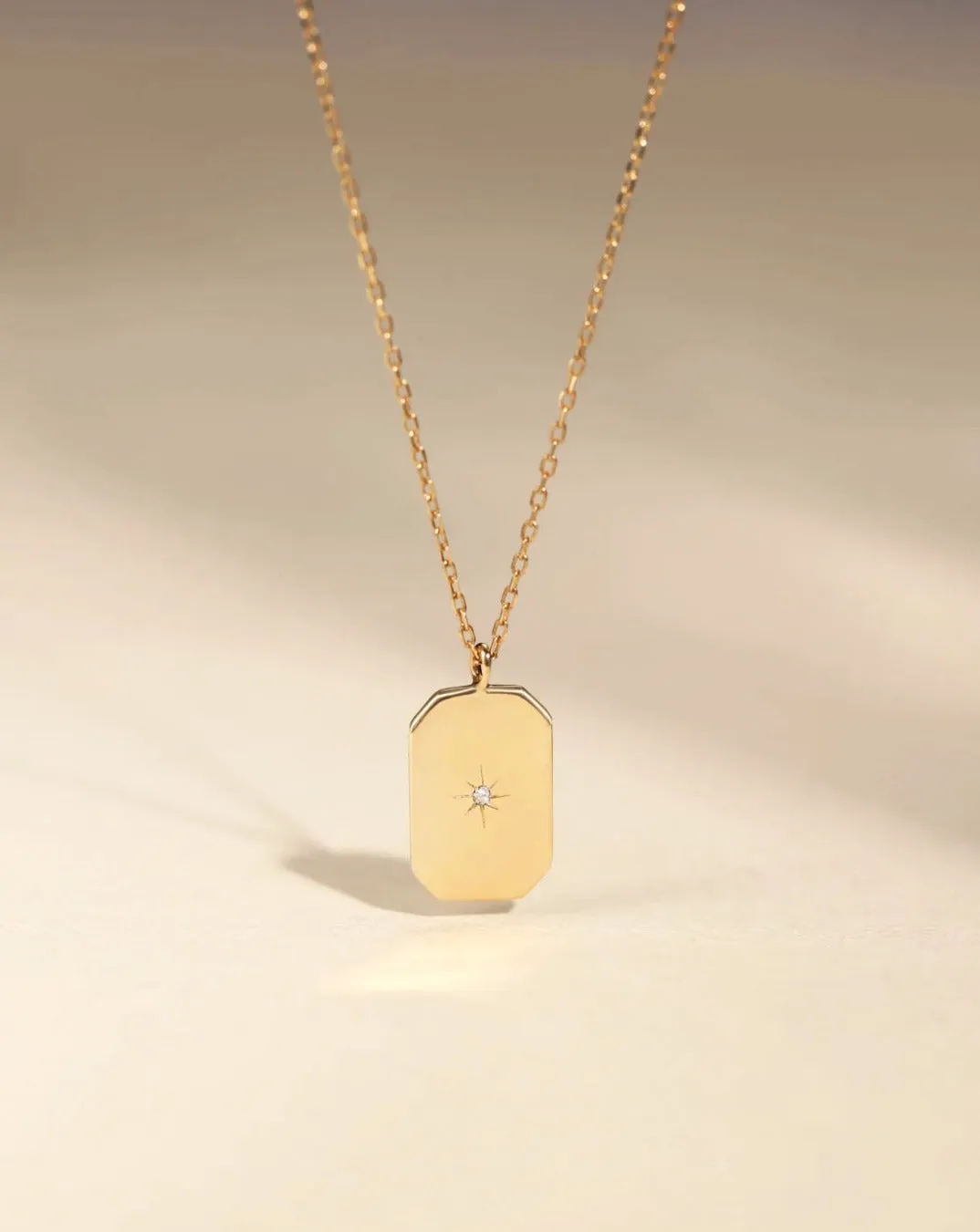 14k Mini Diamond Tag Necklace