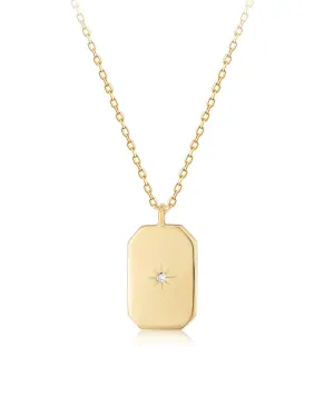 14k Mini Diamond Tag Necklace