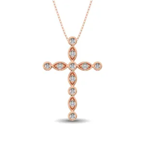 14K Rose Gold 1/4 Ct.Tw. Diamond Cross Pendant