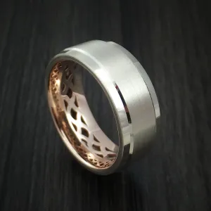 14K White Gold and Rose Gold Band Custom Made Men's Ring