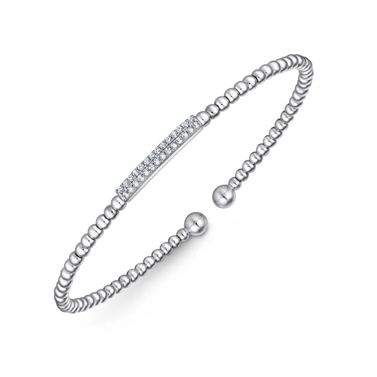 14K White Gold Bujukan Cuff Bracelet with Diamonds - BG4119W45JJ