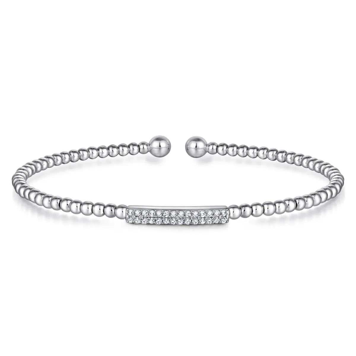 14K White Gold Bujukan Cuff Bracelet with Diamonds - BG4119W45JJ