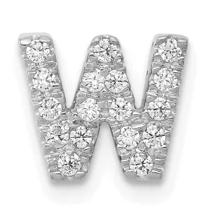 14K White Gold Diamond 0.156-CT Letter W Initial Charm Pendant