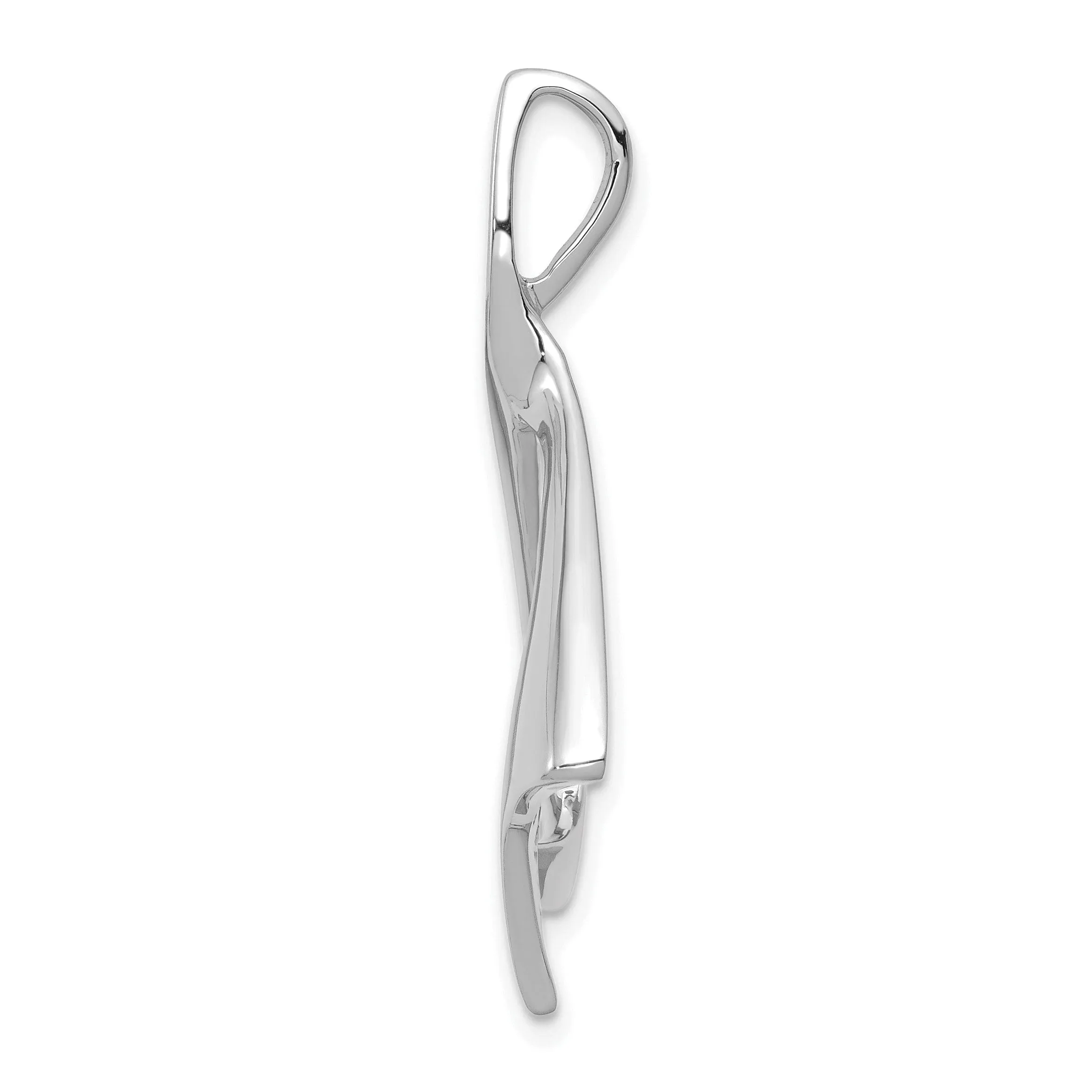 14k White Gold Solid Polished Finish Swirl Sleek Design Omega Slide Pendant fits up to 6 mm Omega