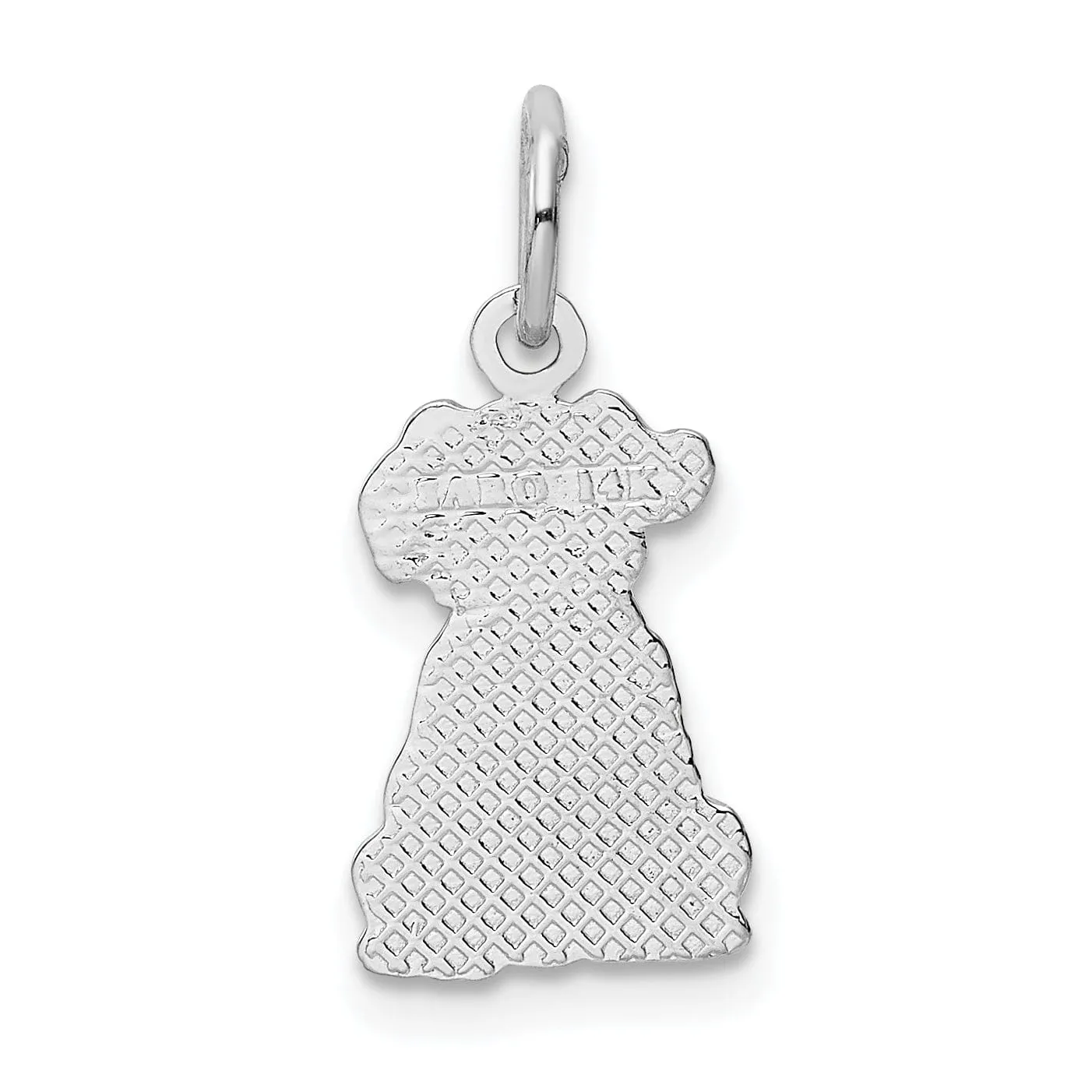 14k White Gold Textured Polished Finish Puppy Charm Pendant