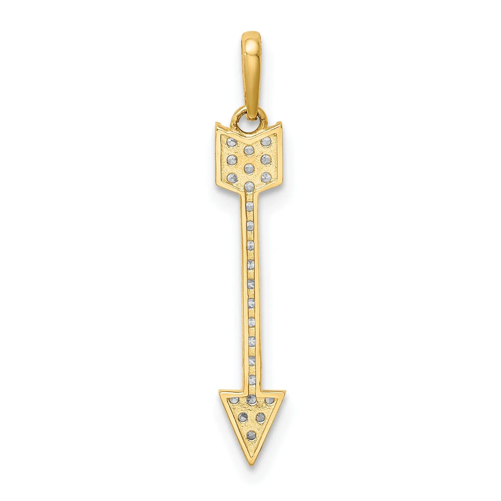 14K Yellow Gold Open Back Solid Polished Finish Cubic Zirconia Arrow Design Charm Pendant