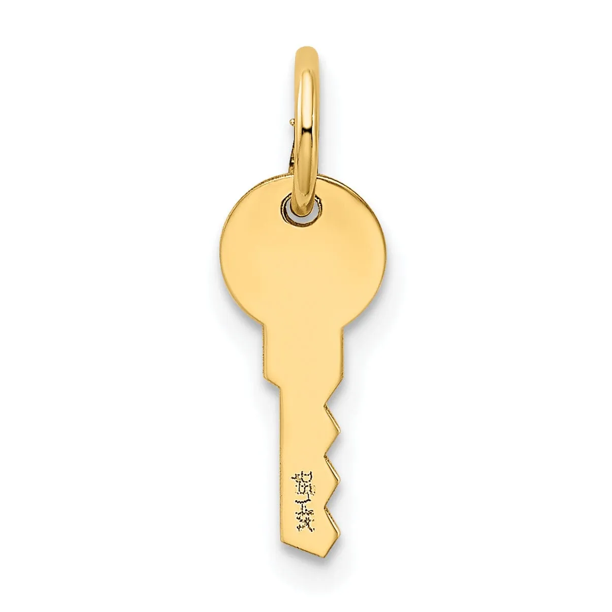 14K Yellow Gold Polished Finish Flat Back Rounded Top Key Charm Pendant