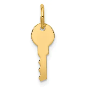 14K Yellow Gold Polished Finish Flat Back Rounded Top Key Charm Pendant