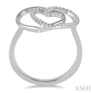 1/8 Ctw Conjoined Double Heart Round Cut Diamond Ladies Ring in 10K White Gold