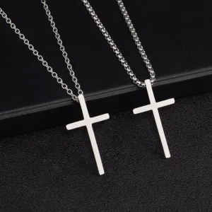 2023Classic Simple Punk Fashion Double Sided Cross Antique Silver Color Pendant Short Long Chain Necklaces Jewelry for Women Man