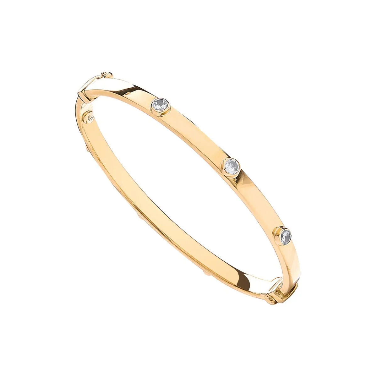 9K Yellow Gold Hollow Oval Baby CZ Bangle