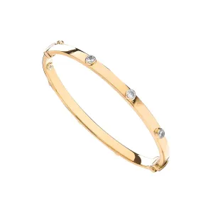 9K Yellow Gold Hollow Oval Baby CZ Bangle