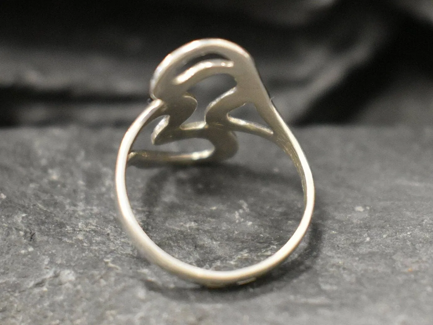 Abstract Heart Ring -  Long Artistic Ring, Statement Silver Ring