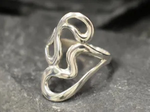 Abstract Heart Ring -  Long Artistic Ring, Statement Silver Ring