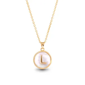 AMANDA BLU - GOLD MOTHER OF PEARL INITIAL NECKLACE - L - 18K GOLD DIPPED