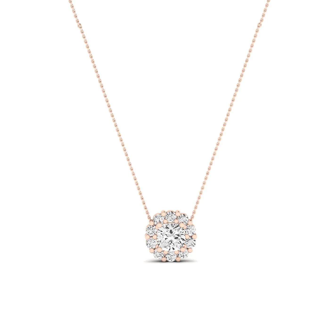 Angelwing Cushion Cut Lab Diamond Halo Necklace