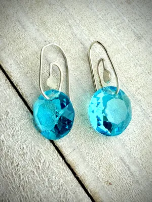 Aquamarine Sterling Silver Paperclip Earrings