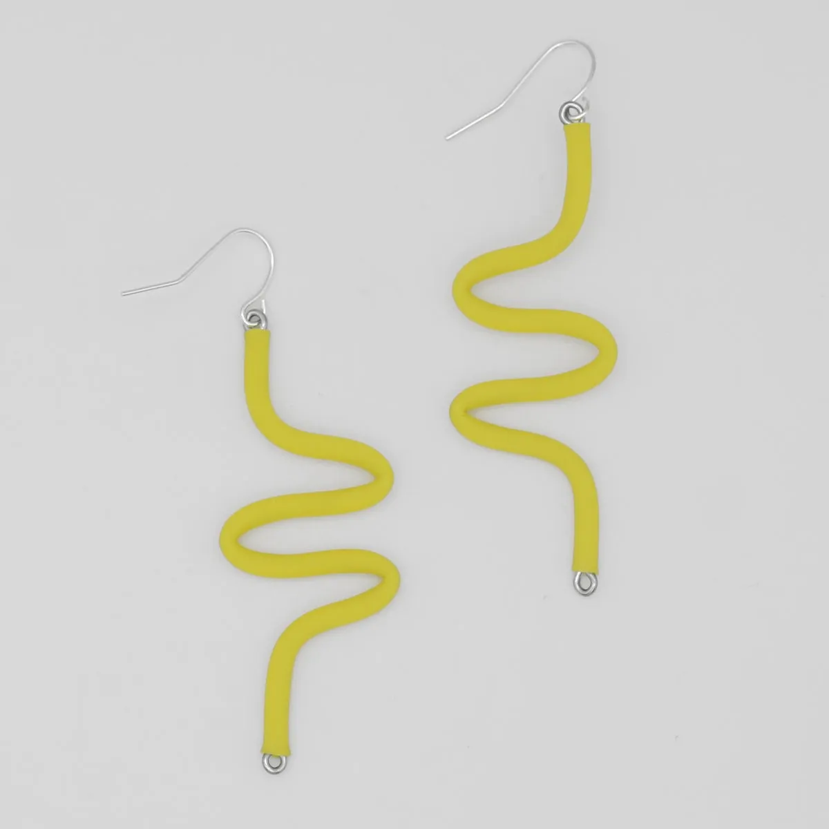 Artistic Rubber Tubing Naya Earrings Yellow