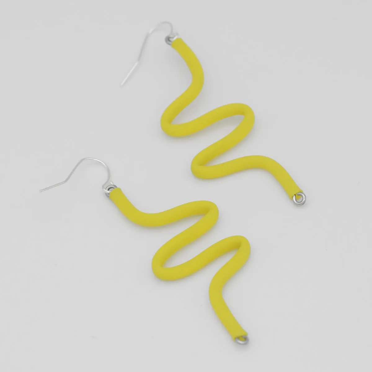 Artistic Rubber Tubing Naya Earrings Yellow