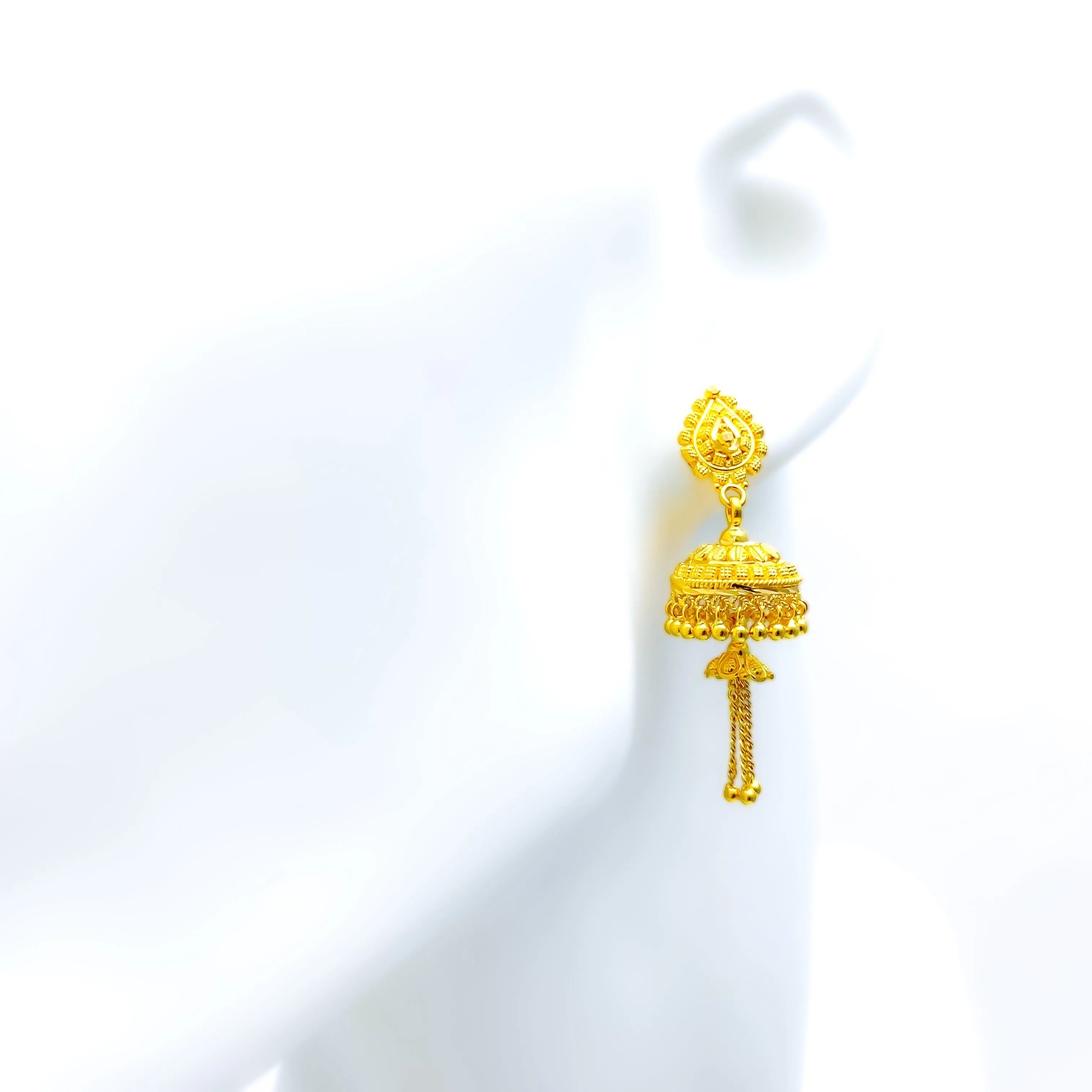 Artistic Tasseled 22k Gold Jhumki Earrings