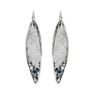 Austin Titus London Blue Topaz Silver Leaf Earrings