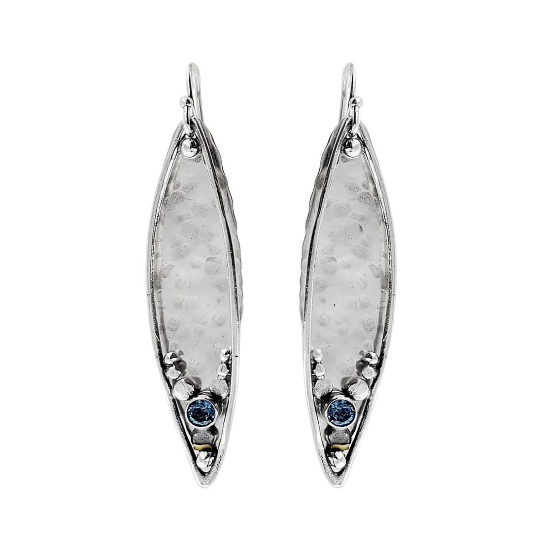 Austin Titus London Blue Topaz Silver Leaf Earrings