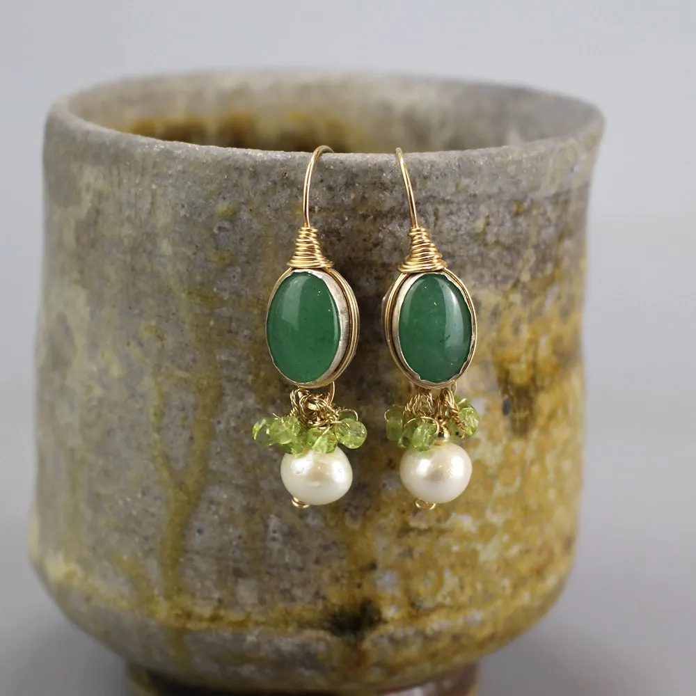 Aventurine Peridot Pearl Ronit Earrings