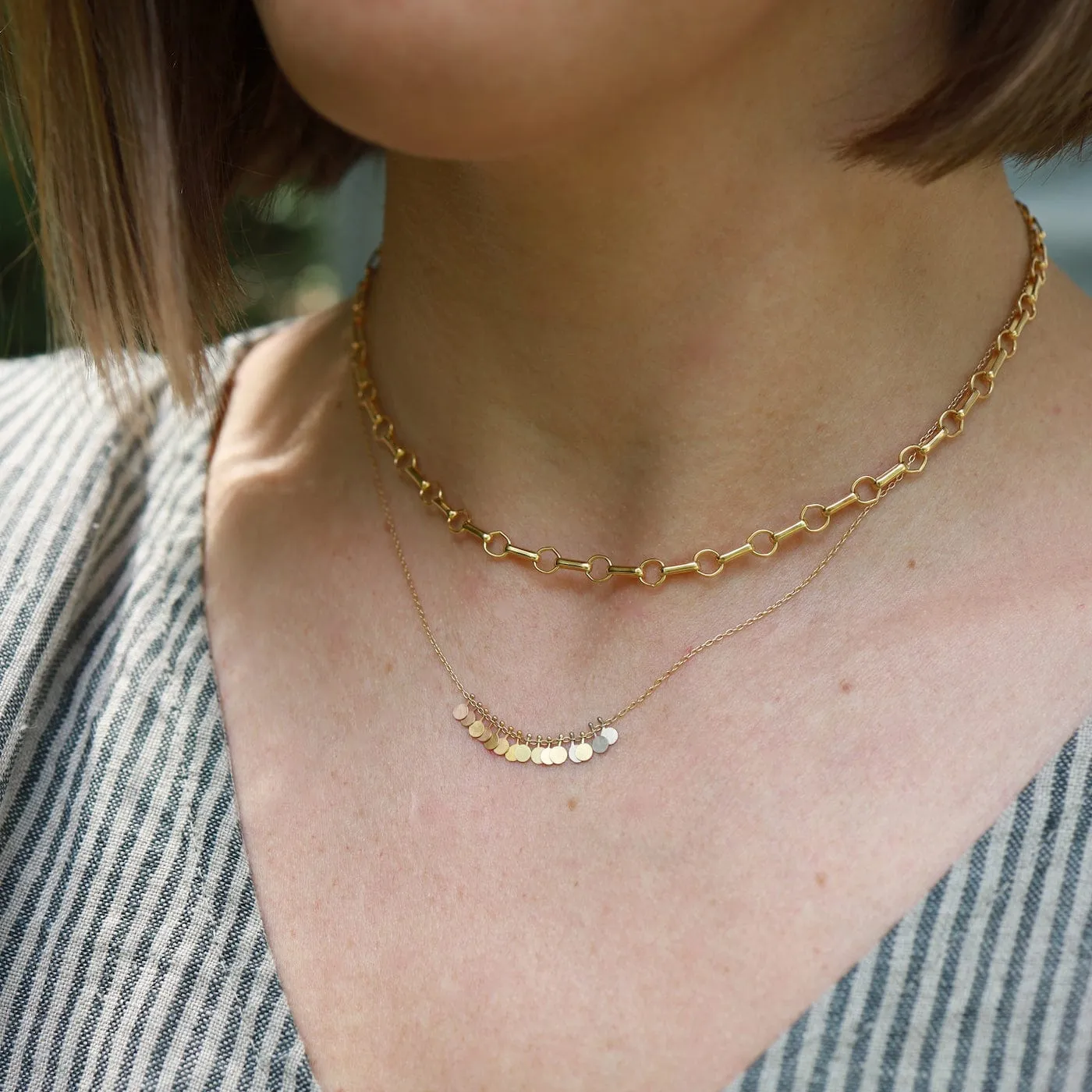 Bar & Ring Chain Necklace