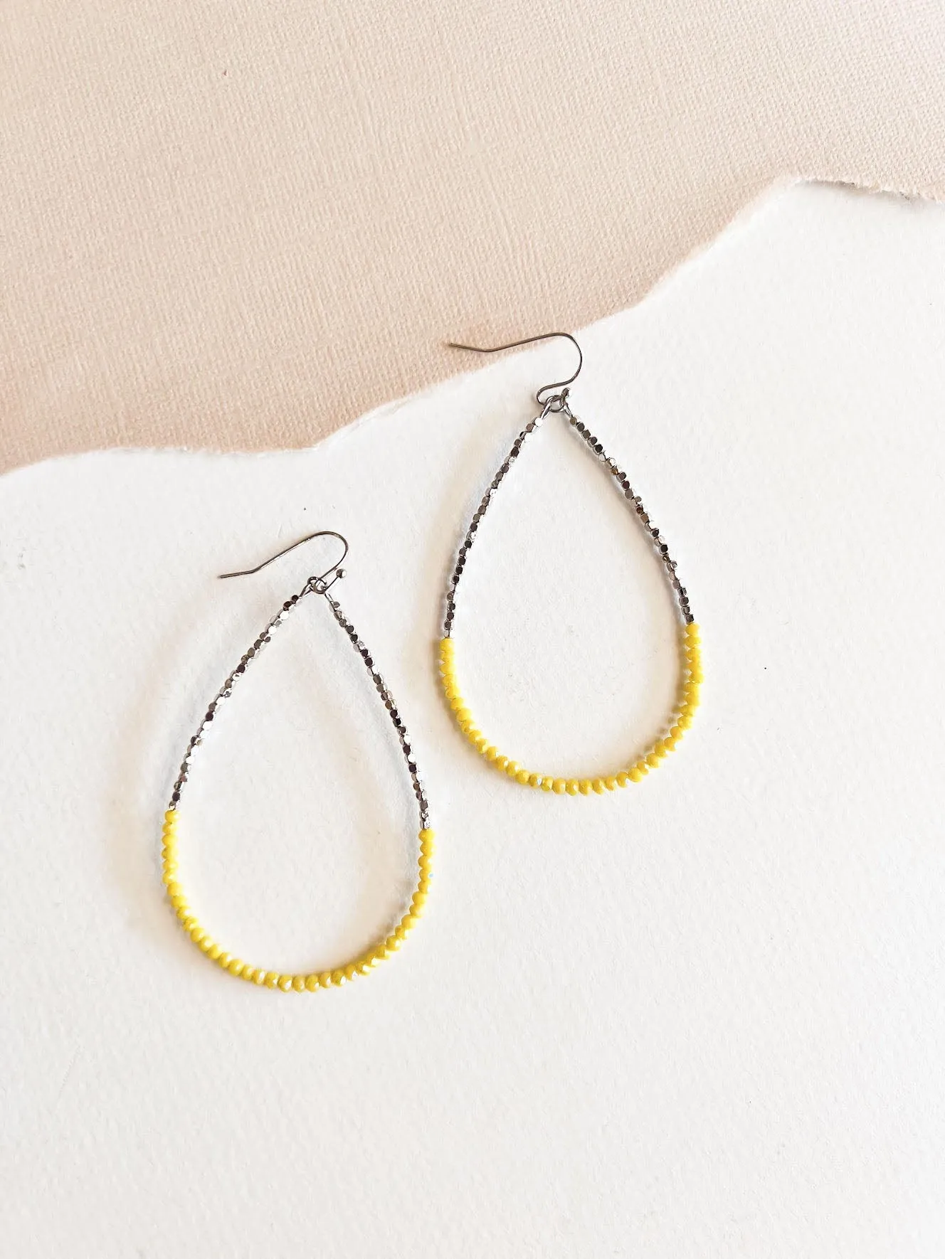 Barbara Beaded Teardrop Dangle| Colorful Beaded Silver Earring