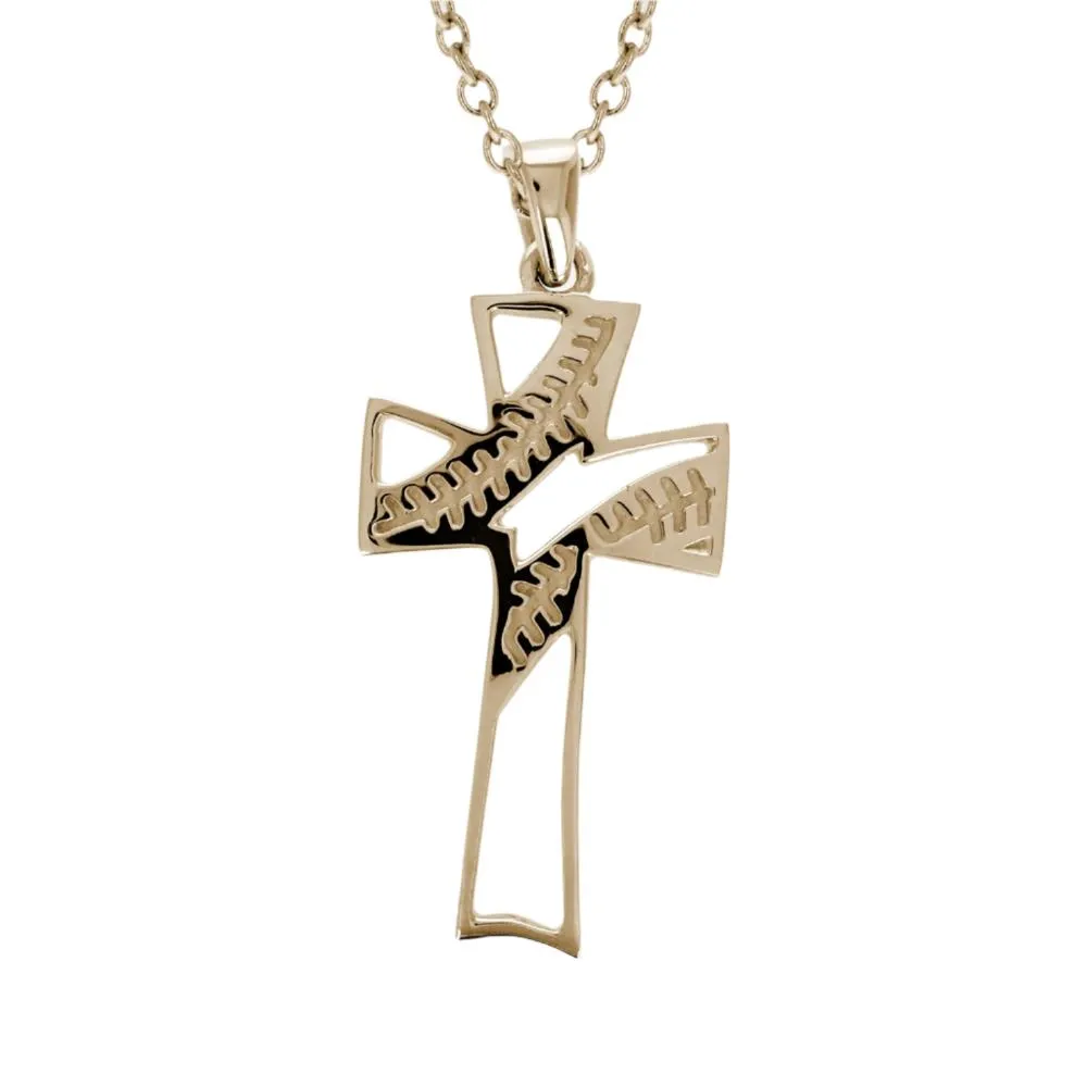 Baseball Cross Necklace | Gold