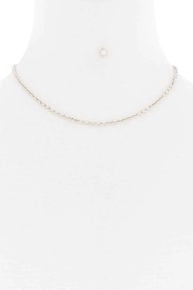 Basic Simple Metal Chain Single Necklace