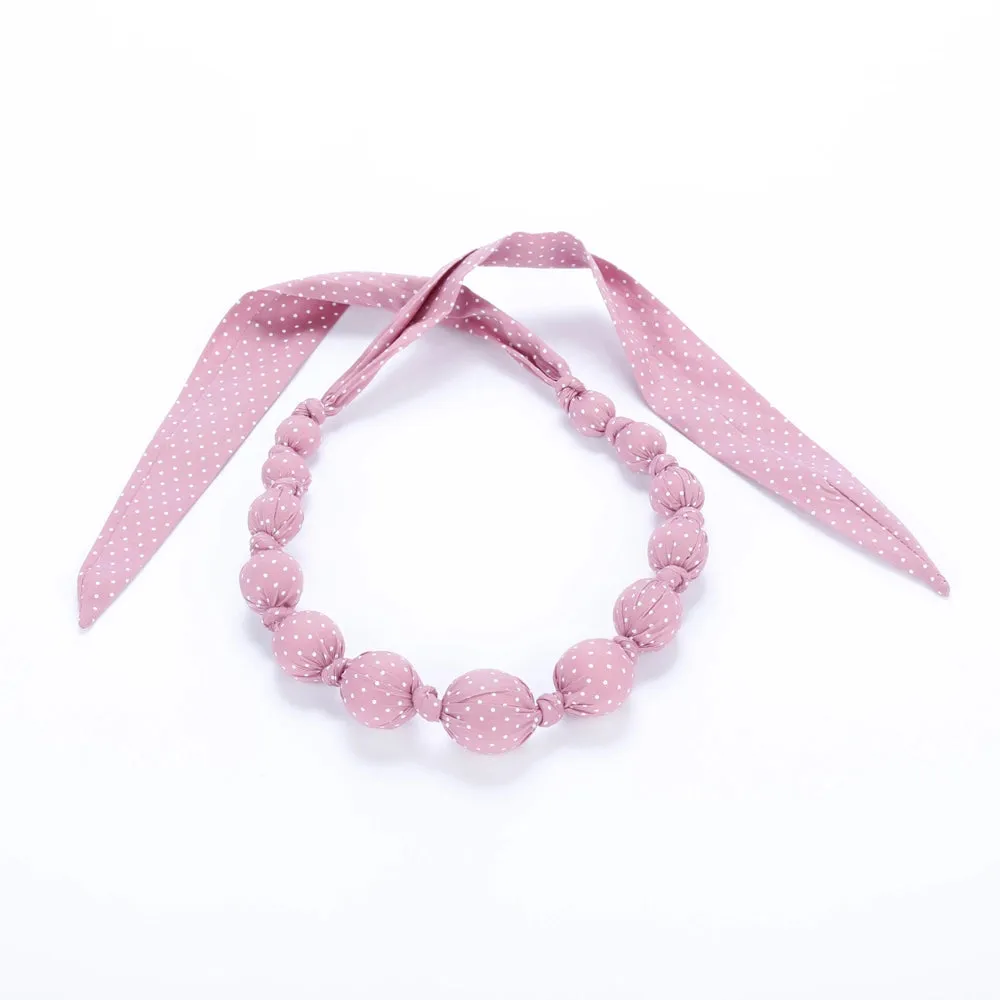 Beaded Necklace, Mauve Dots