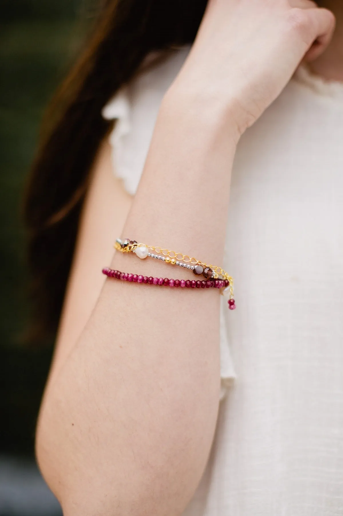 Berry Jade Layered Bracelet