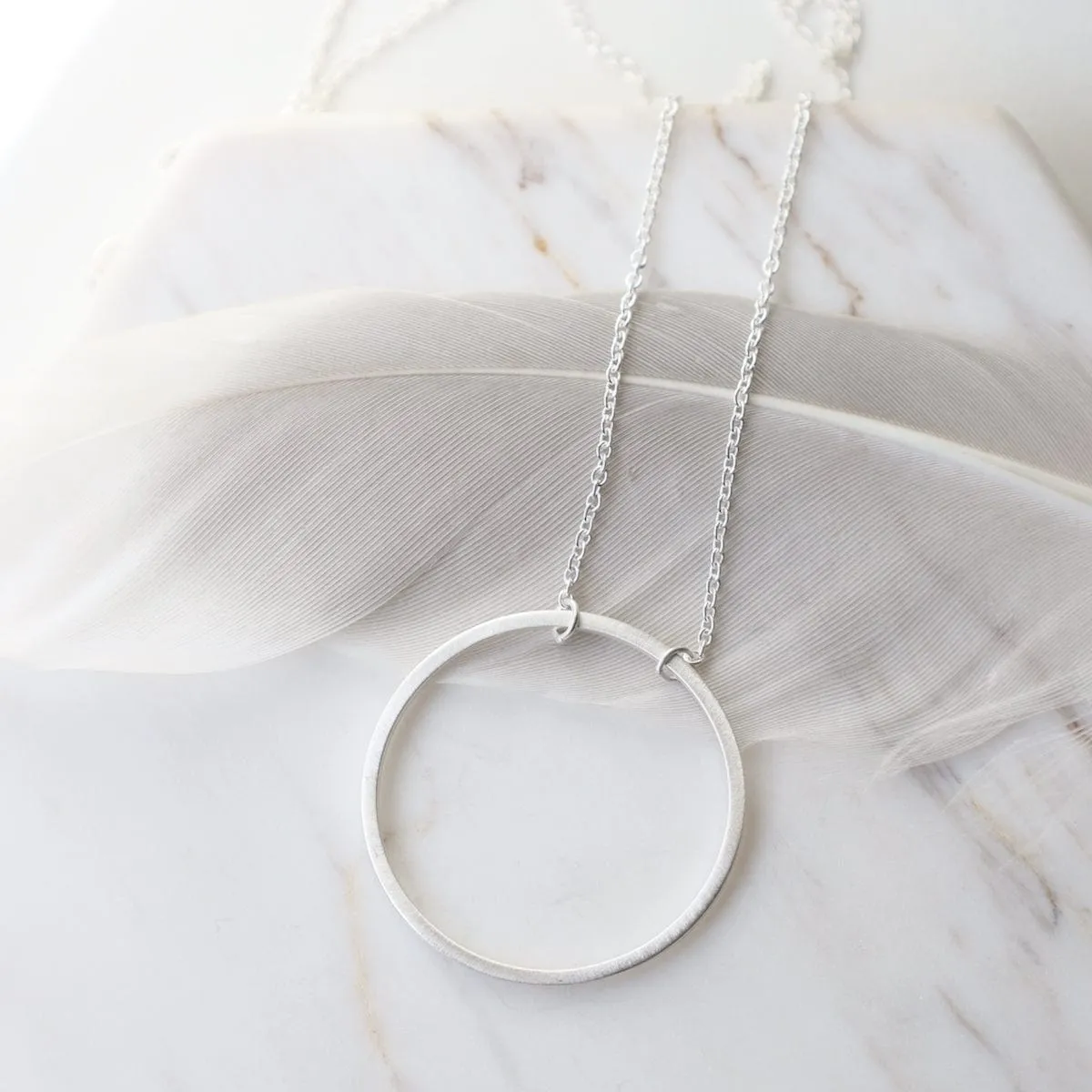 Big Wire Circle Necklace in Brushed Sterling Silver