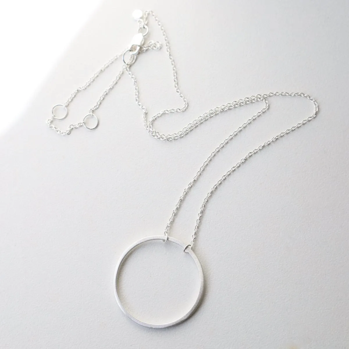 Big Wire Circle Necklace in Brushed Sterling Silver