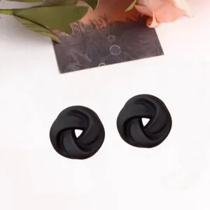 Black Spiral Knots Stud Earrings